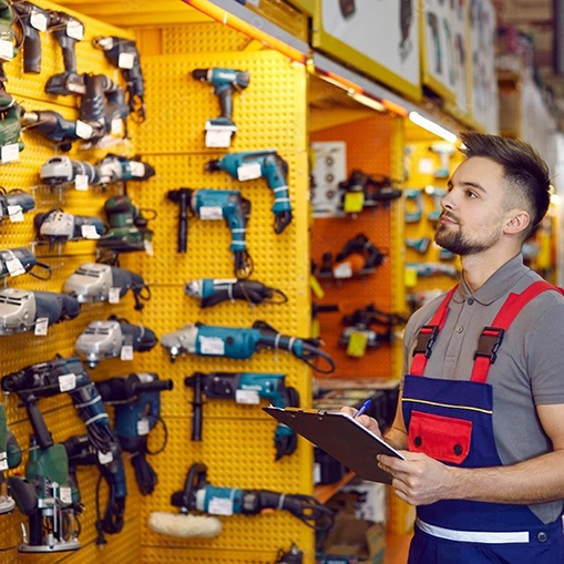 Wide range of power tools and machines including BOSCH, MAKITA, MILLER, ESAB, DEWALT, steel cutting machine, grinding machine, demolishing machine, cutting disc, grinding disc, diamond cutting disc, cup grinding machine, cup brush, sanding disc, sand paper, and all types of bits available at Starlinks